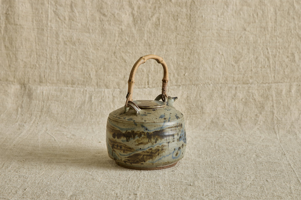 Nicky Kehoe - Blue Ceramic Teapot with Bamboo Handle