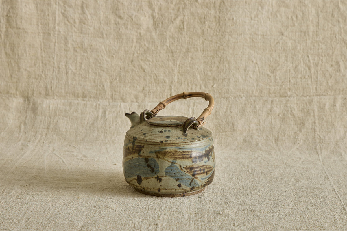 Nicky Kehoe - Blue Ceramic Teapot with Bamboo Handle