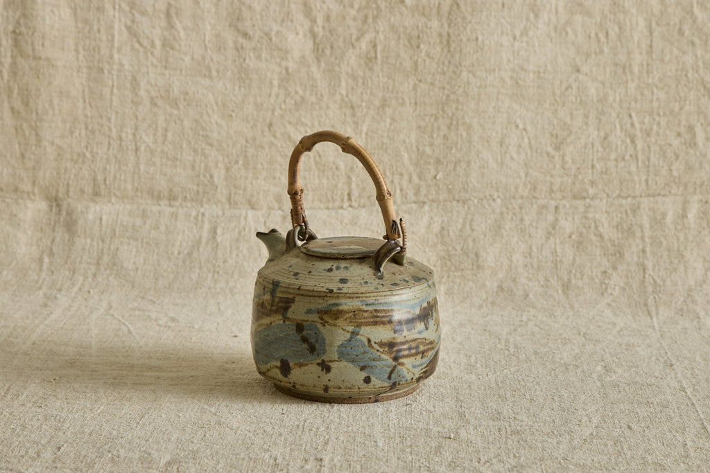 Nicky Kehoe - Blue Ceramic Teapot with Bamboo Handle
