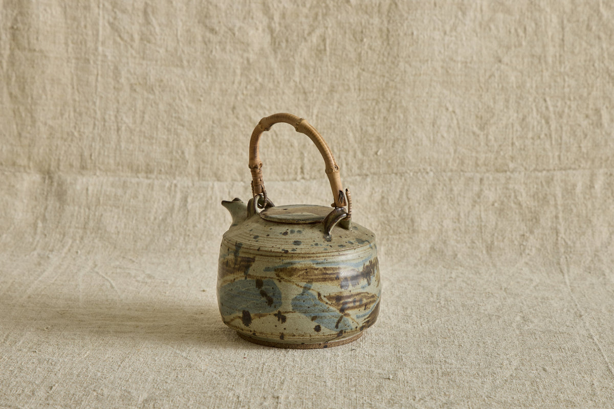 Nicky Kehoe - Blue Ceramic Teapot with Bamboo Handle