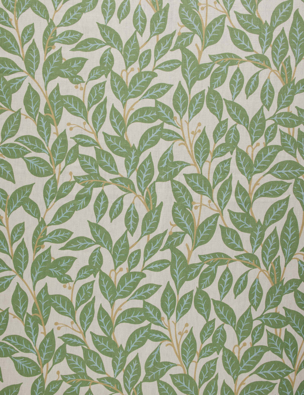 Lulu and Georgia - Orchard Leaves Green on Linen by Wallshoppe