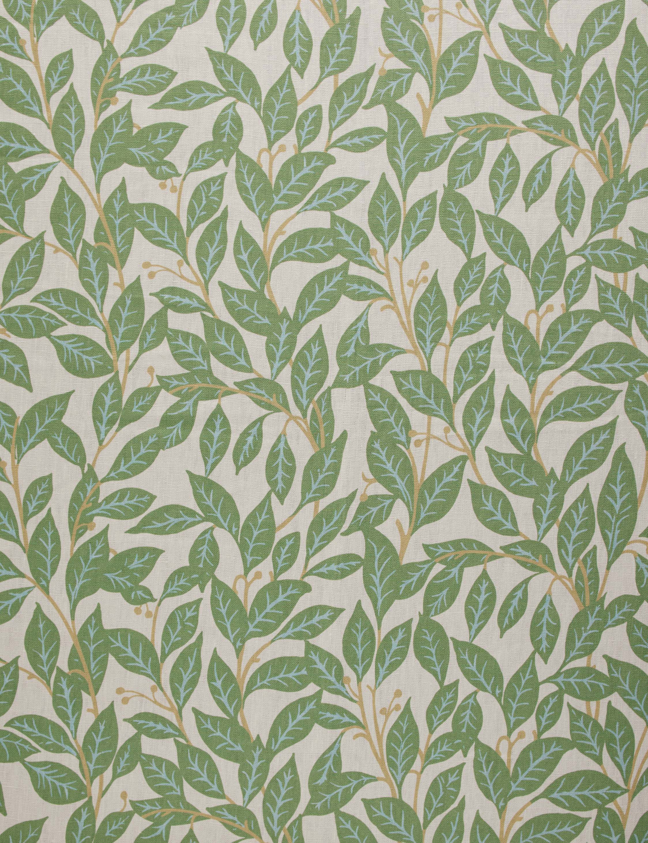 Lulu and Georgia - Orchard Leaves Green on Linen by Wallshoppe
