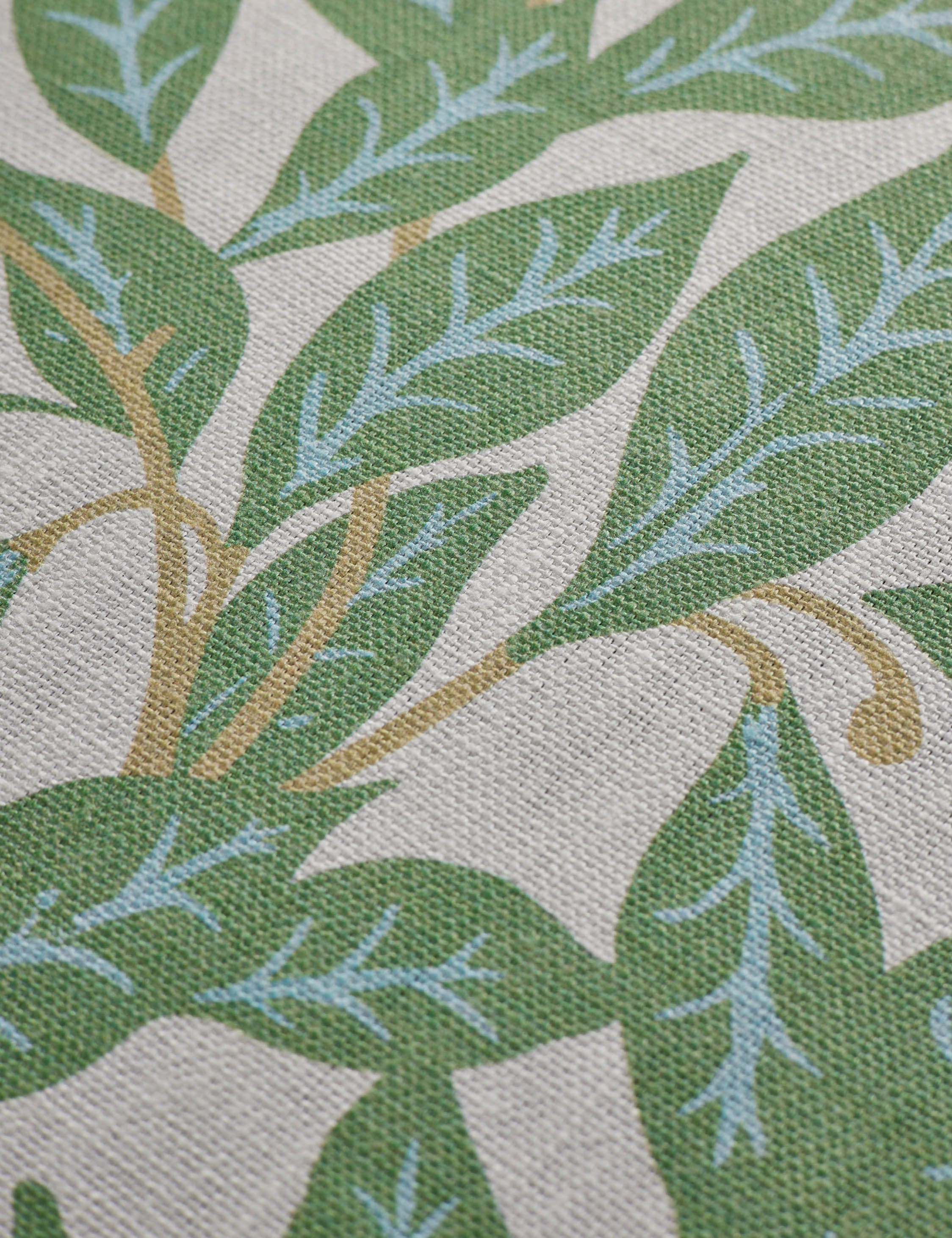 Lulu and Georgia - Orchard Leaves Green on Linen by Wallshoppe