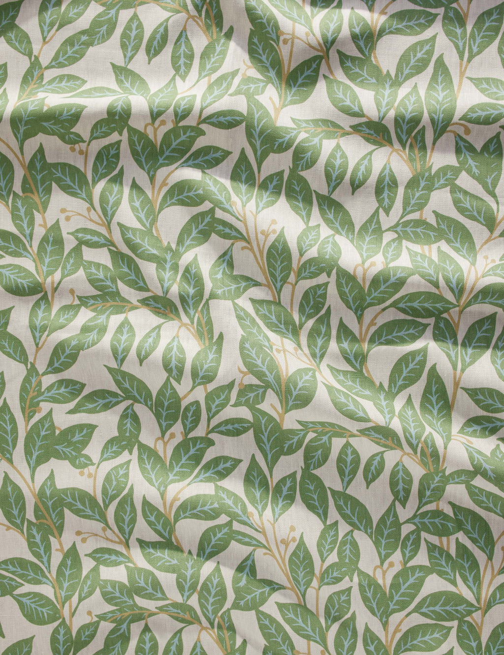Lulu and Georgia - Orchard Leaves Green on Linen by Wallshoppe