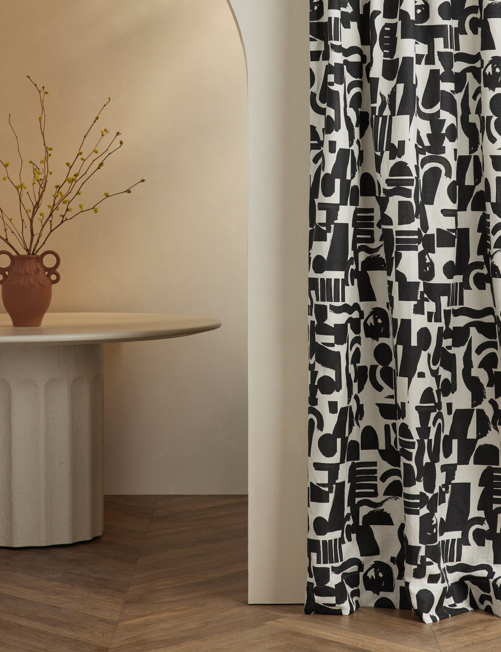 Lulu and Georgia - Organic Shapes Linen Curtain Panel by Sarah Sherman Samuel