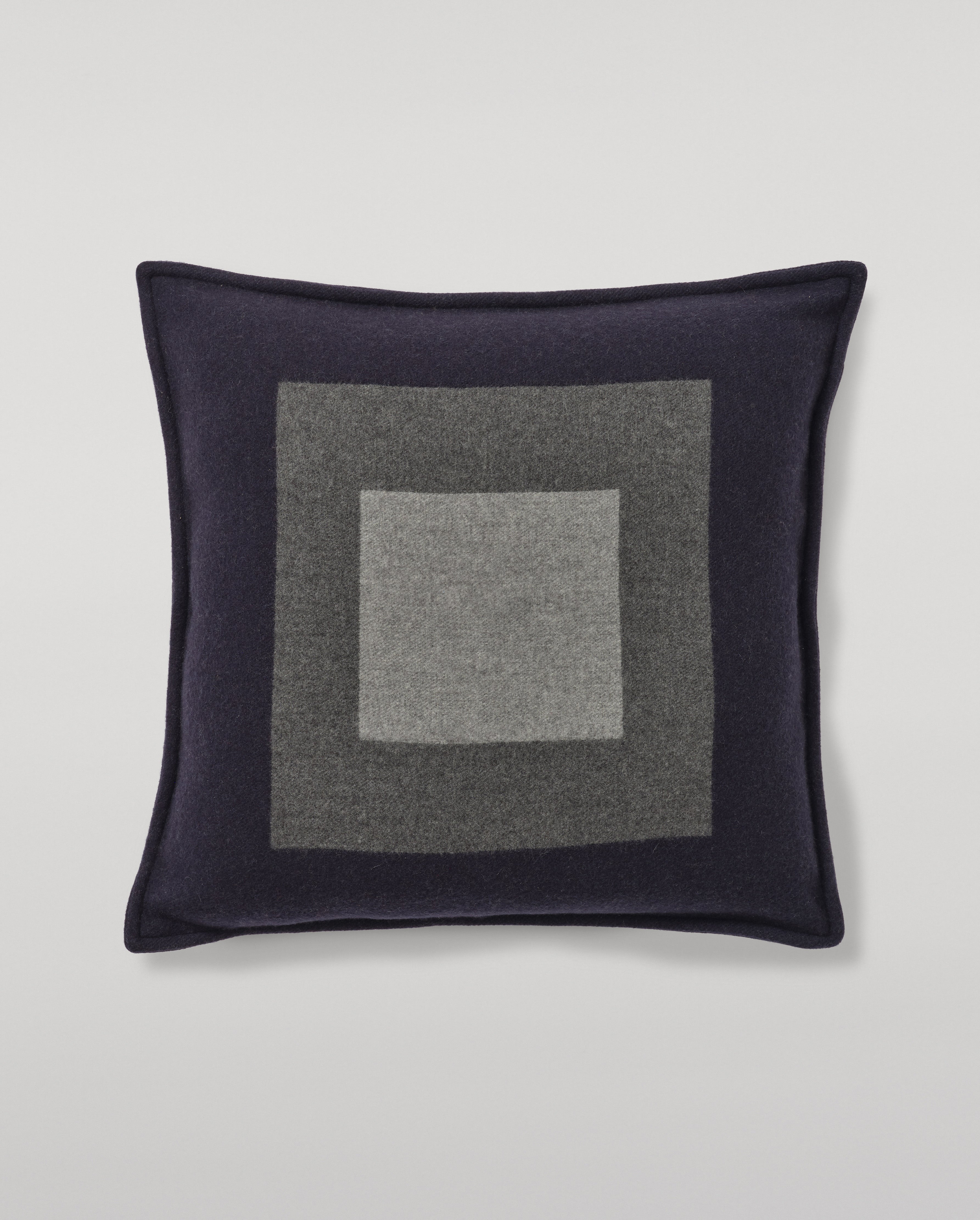 Johnstons of Elgin - Art Geometric Navy & Grey Cashmere Cushion