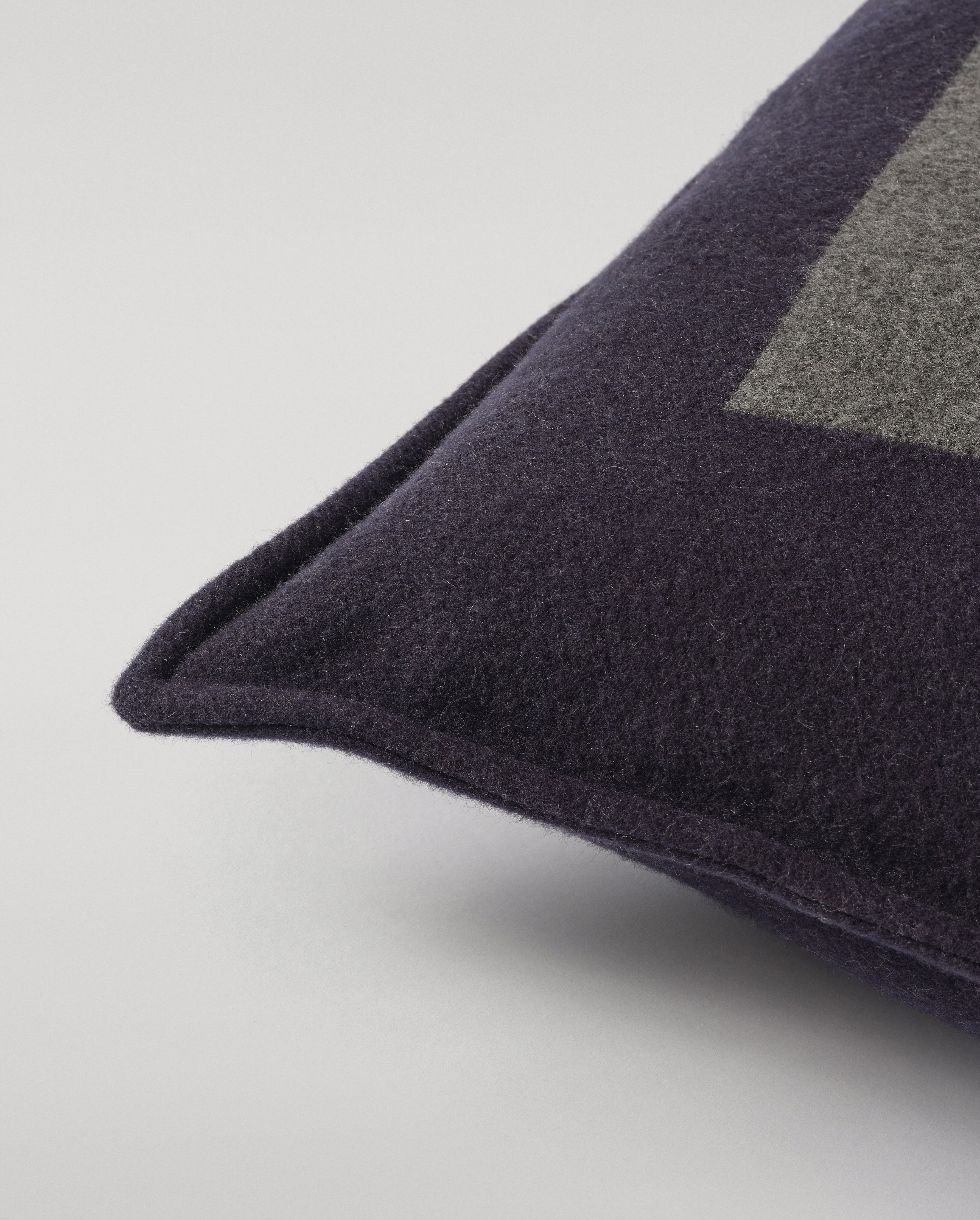 Johnstons of Elgin - Art Geometric Navy & Grey Cashmere Cushion