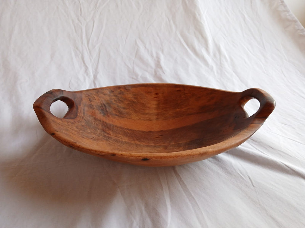 Terra Klay - Large 18 inch Contemporary Oval wood Bowl with Handles
