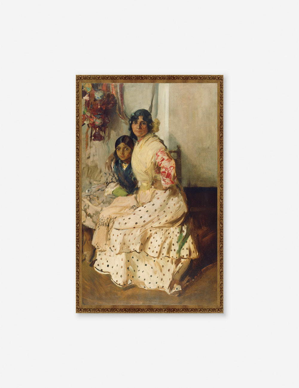 Lulu and Georgia - Pepilla and Her Daughter Wall Art by Joaquín Sorolla y Bastida Gold