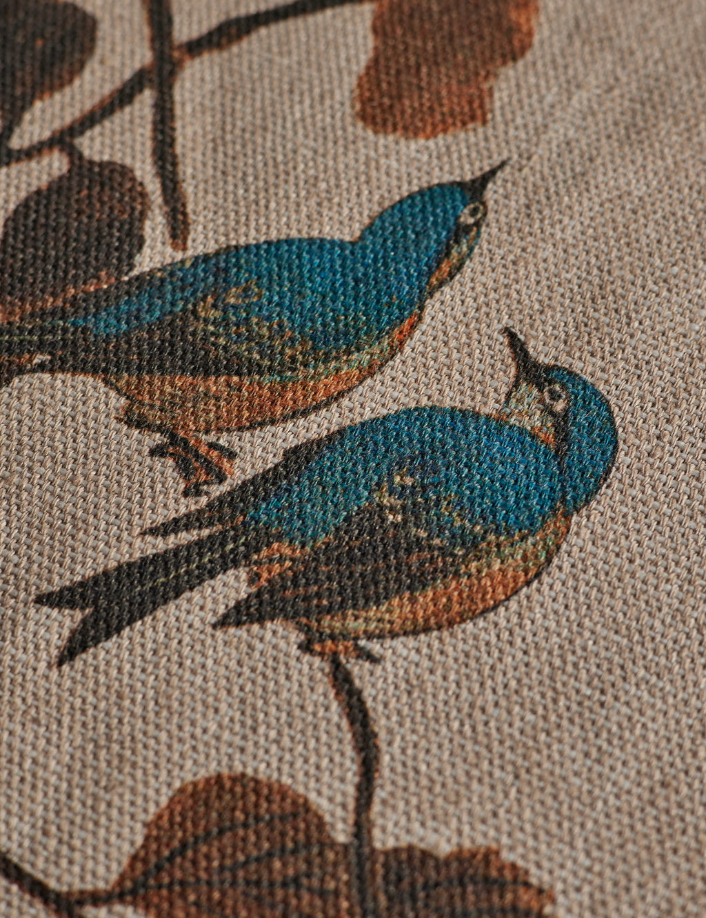Lulu and Georgia - Persimmon Birds Flax Linen Fabric by Nathan Turner