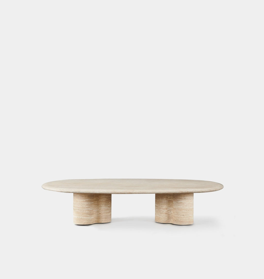 Amber Interiors - Porto Outdoor Travertine Pill Coffee Table