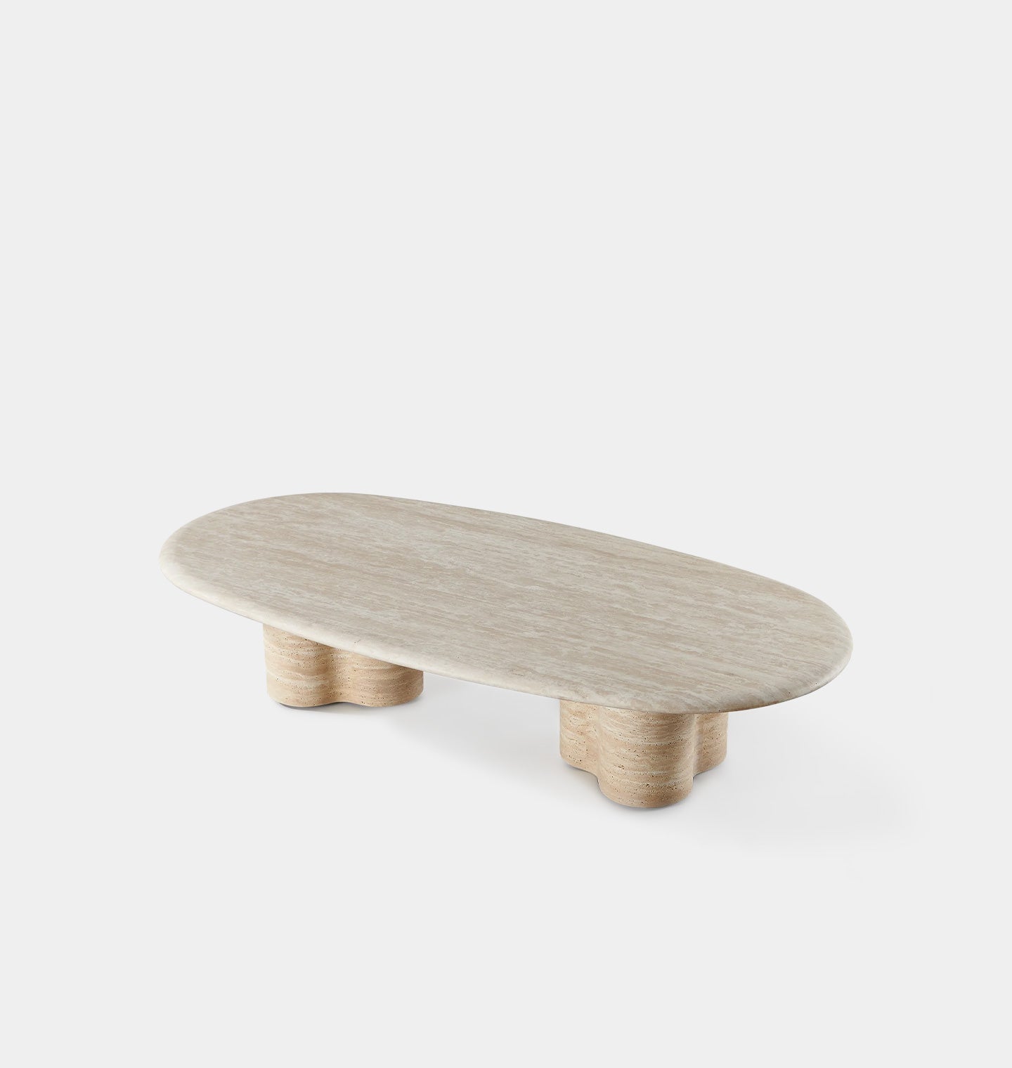 Amber Interiors - Porto Outdoor Travertine Pill Coffee Table