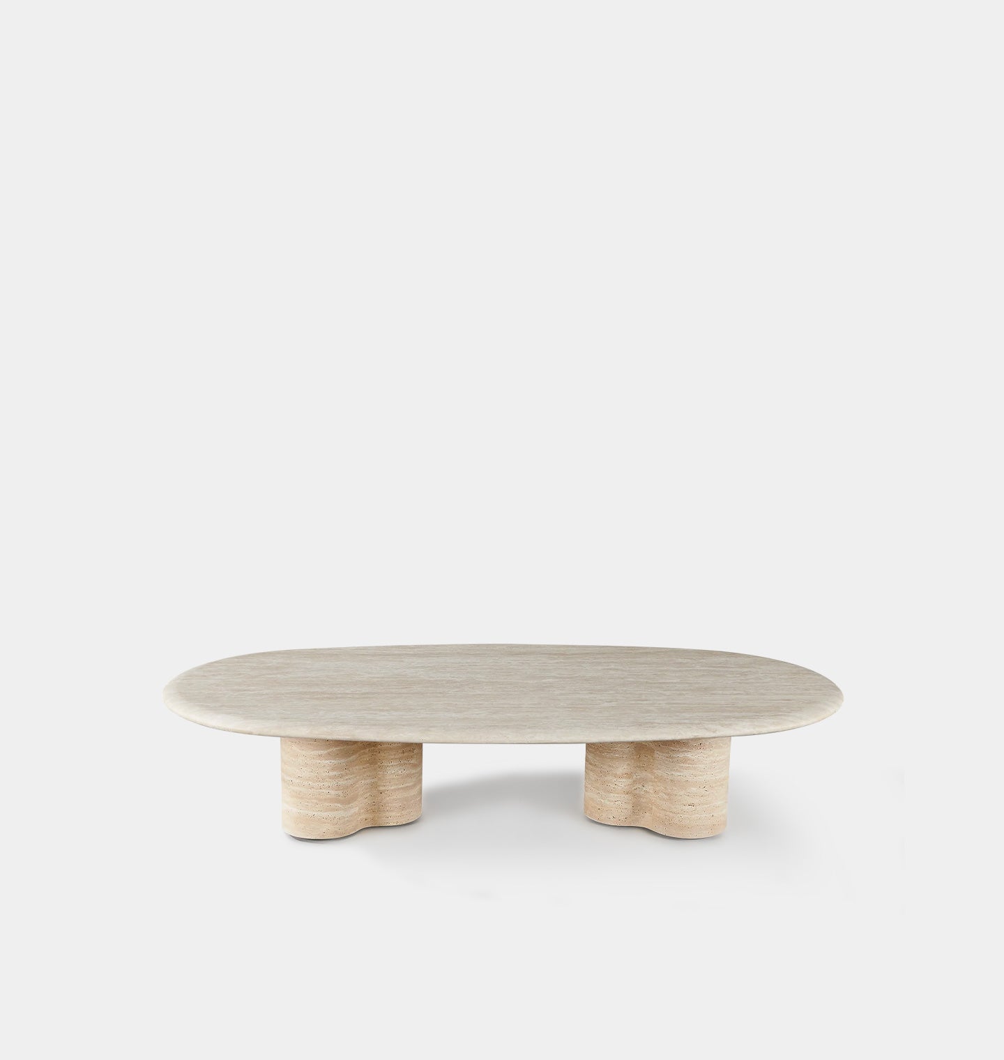 Amber Interiors - Porto Outdoor Travertine Pill Coffee Table