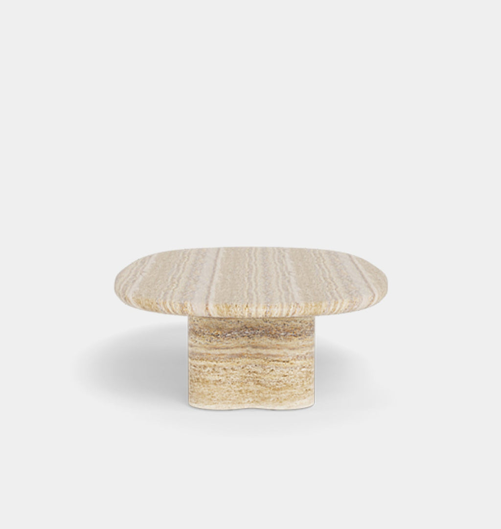Amber Interiors - Porto Outdoor Travertine Pill Coffee Table