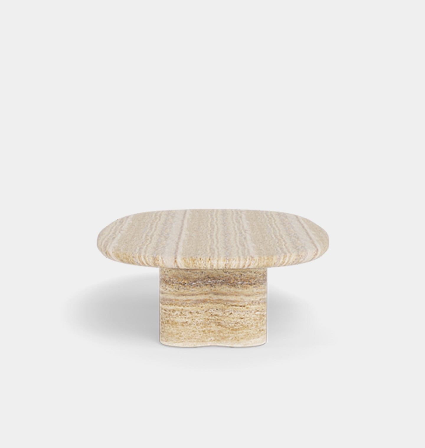Amber Interiors - Porto Outdoor Travertine Pill Coffee Table