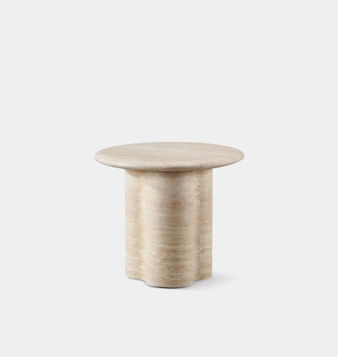 Amber Interiors - Porto Outdoor Travertine Round Side Table