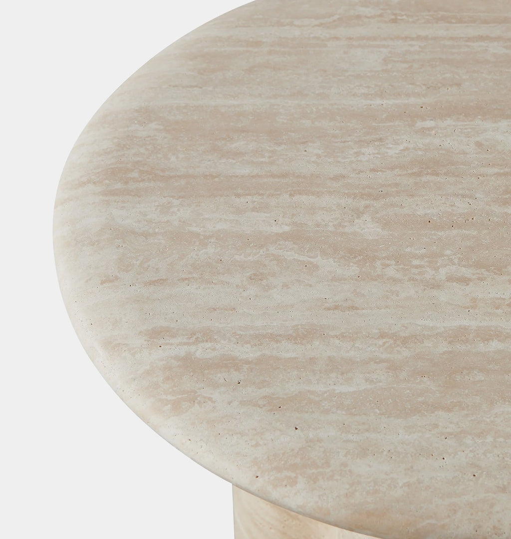 Amber Interiors - Porto Outdoor Travertine Round Side Table