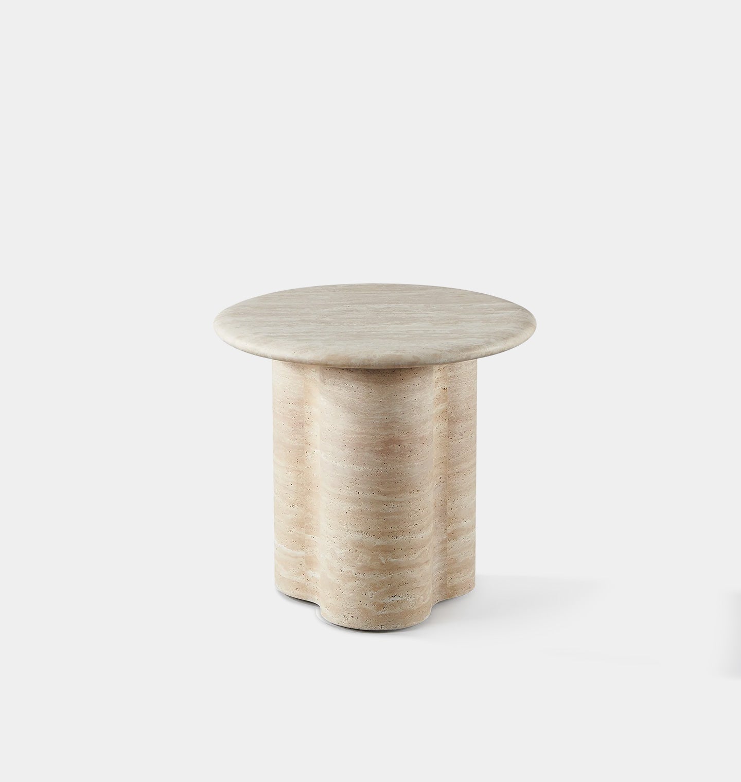 Amber Interiors - Porto Outdoor Travertine Round Side Table