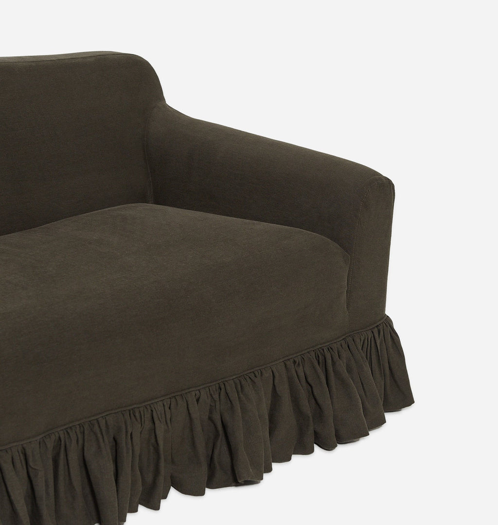 Amber Interiors - Rhodes Skirted Slipcovered Sofa