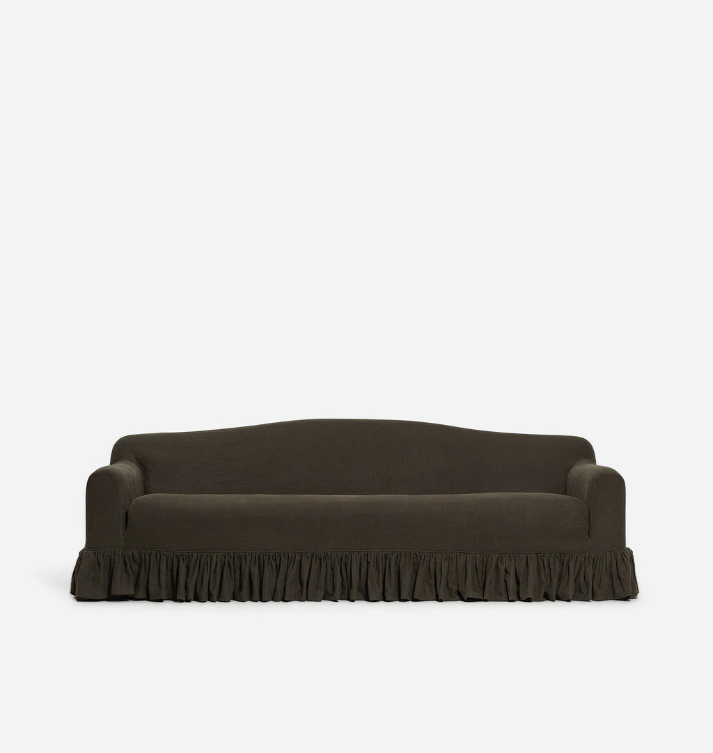 Amber Interiors - Rhodes Skirted Slipcovered Sofa