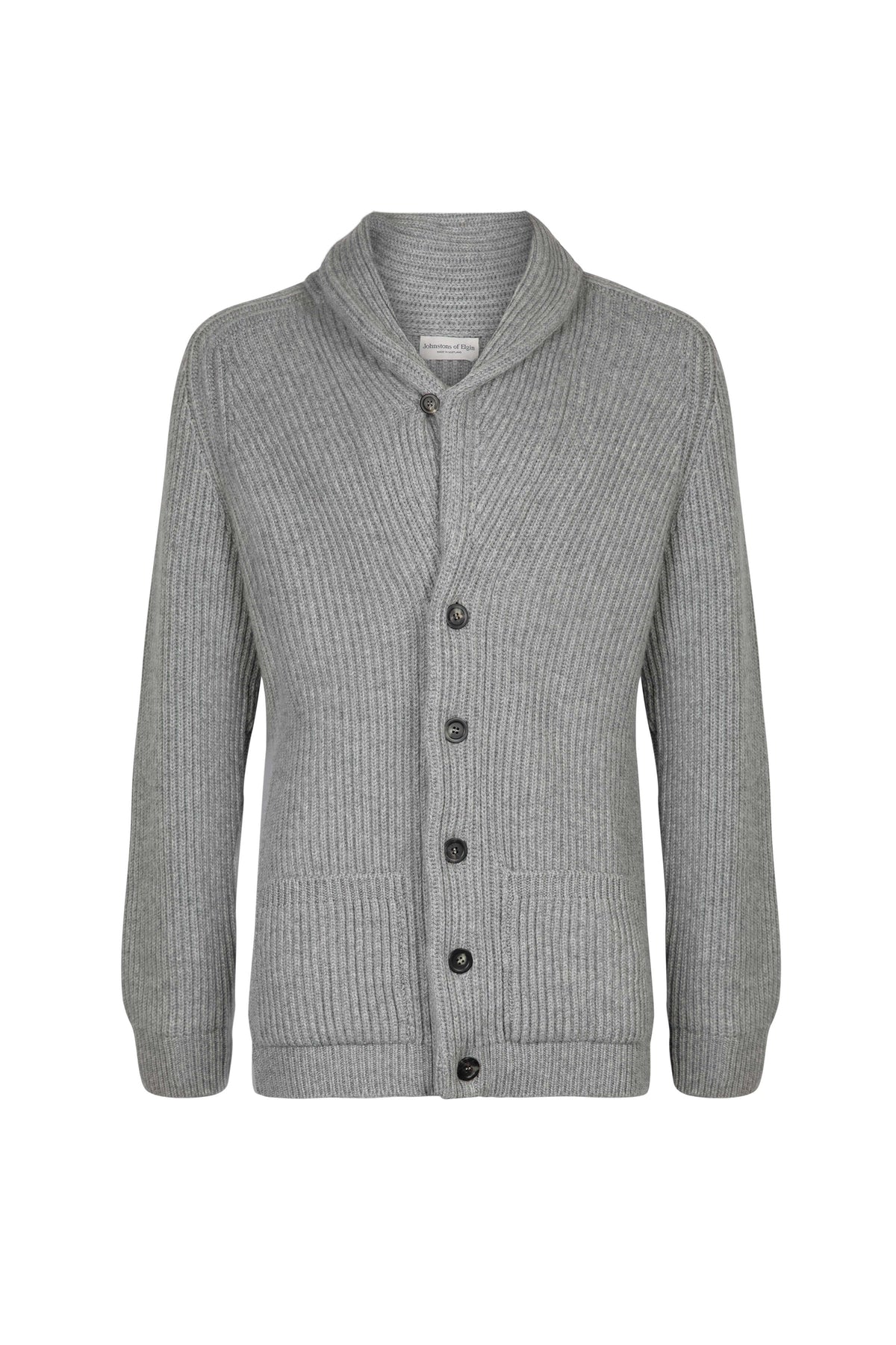 Johnstons of Elgin - Ribbed Shawl Collar Cashmere Cardigan