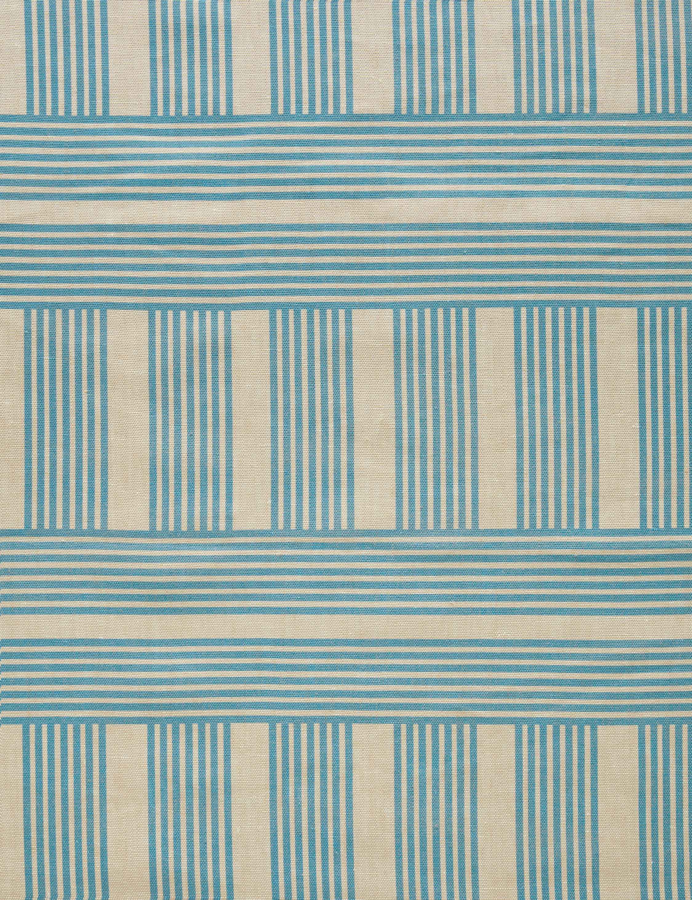 Lulu and Georgia - Roman Holiday Grid Flax Linen Fabric by Wallshoppe