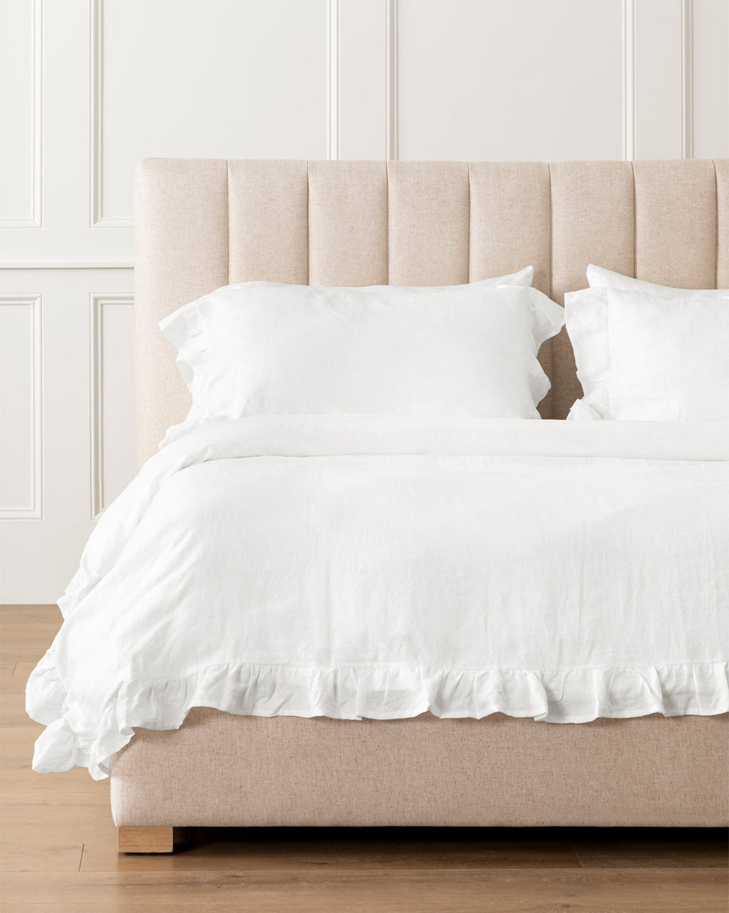 McGee & Co - Ruffle White Linen Duvet Cover