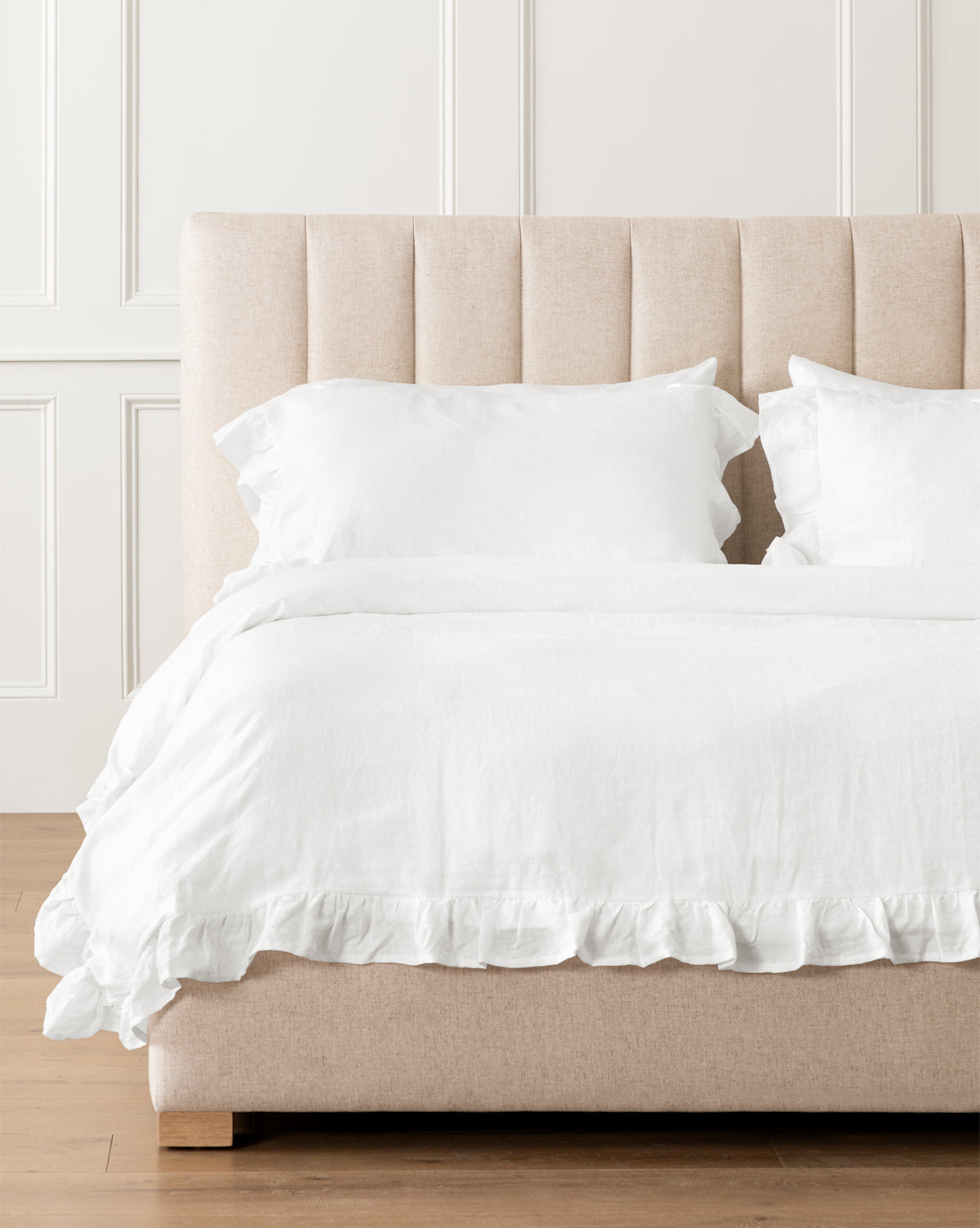 McGee & Co - Ruffle White Linen Duvet Cover