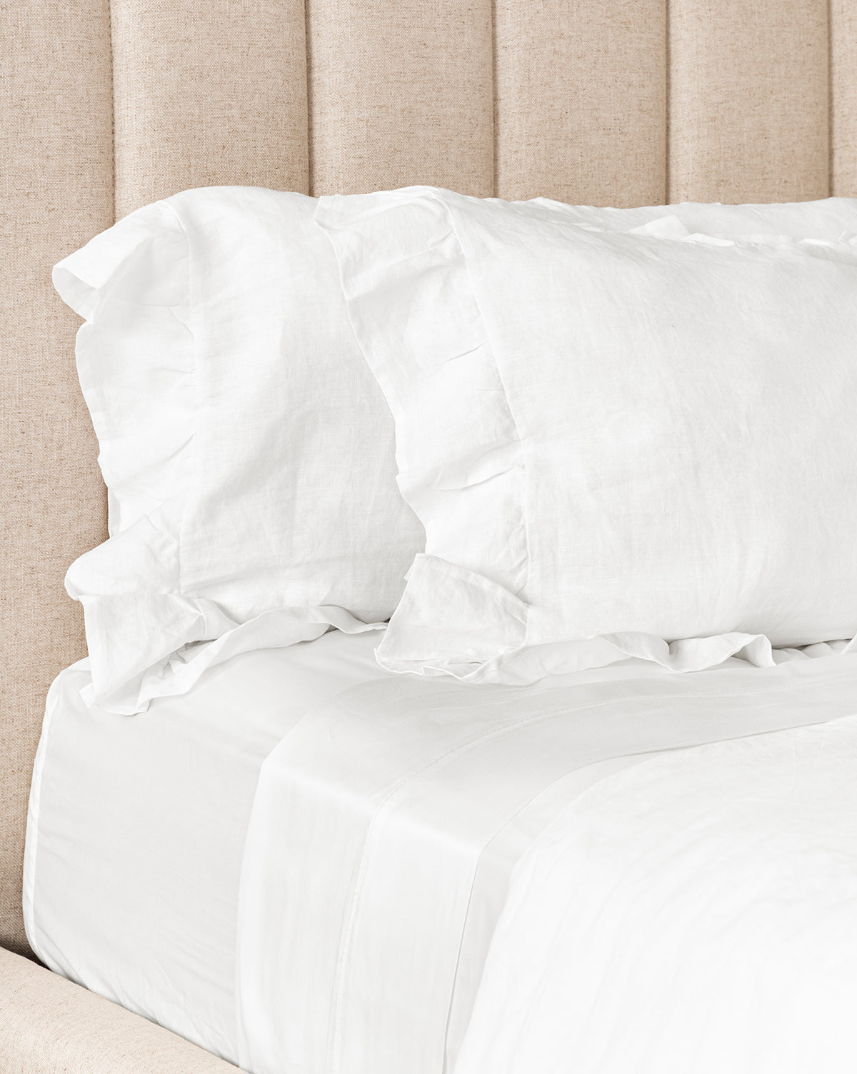 McGee & Co - Ruffle White Linen Shams (Set of 2)