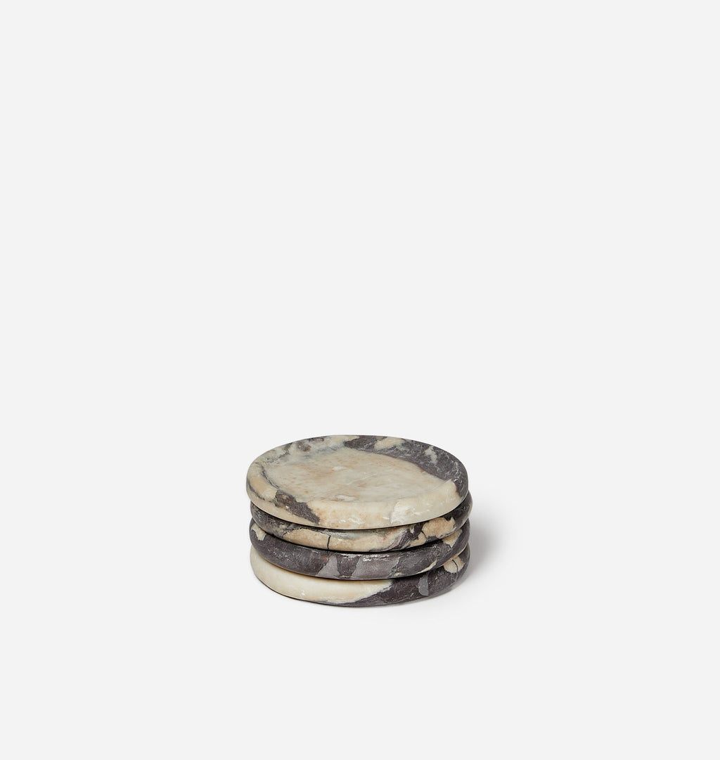 Amber Interiors - Allyn Marble Coaster Calacatta Viola S/4