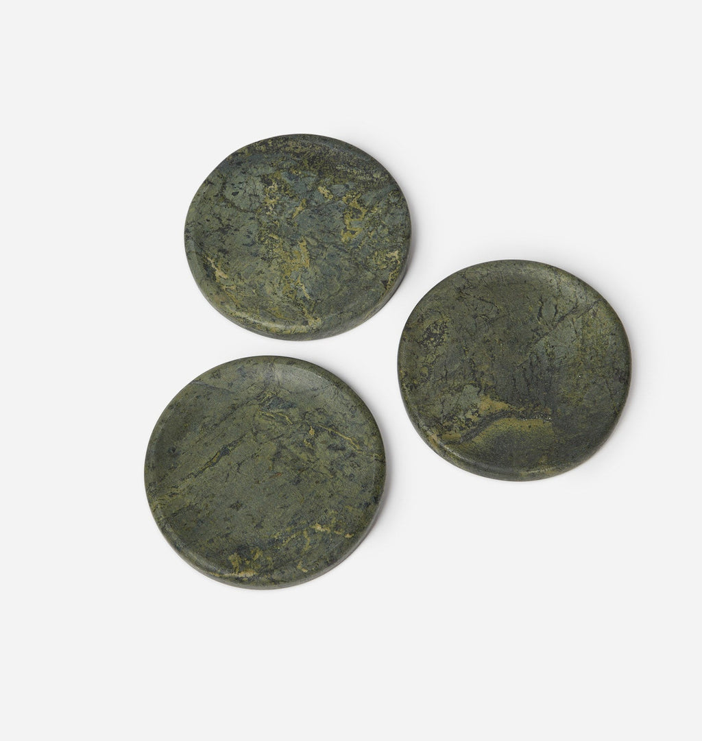 Amber Interiors - Allyn Marble Coaster Egyptian Green S/4