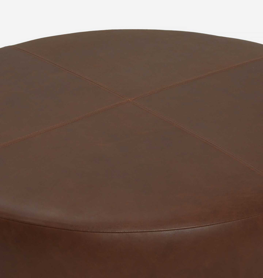 Amber Interiors - Tocho Round Leather Ottoman