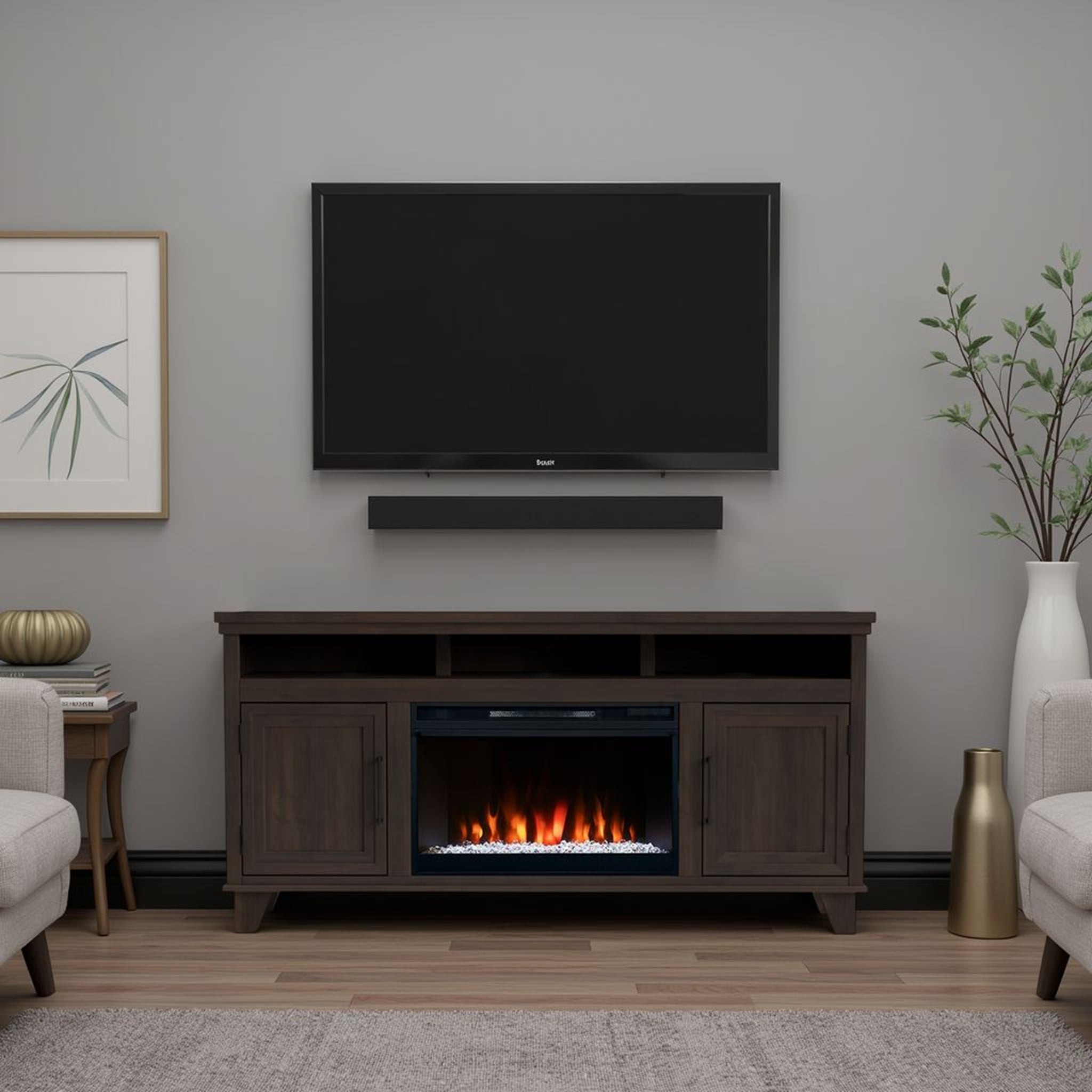 Real Cozy - 64" Sonoma Fireplace TV Stand