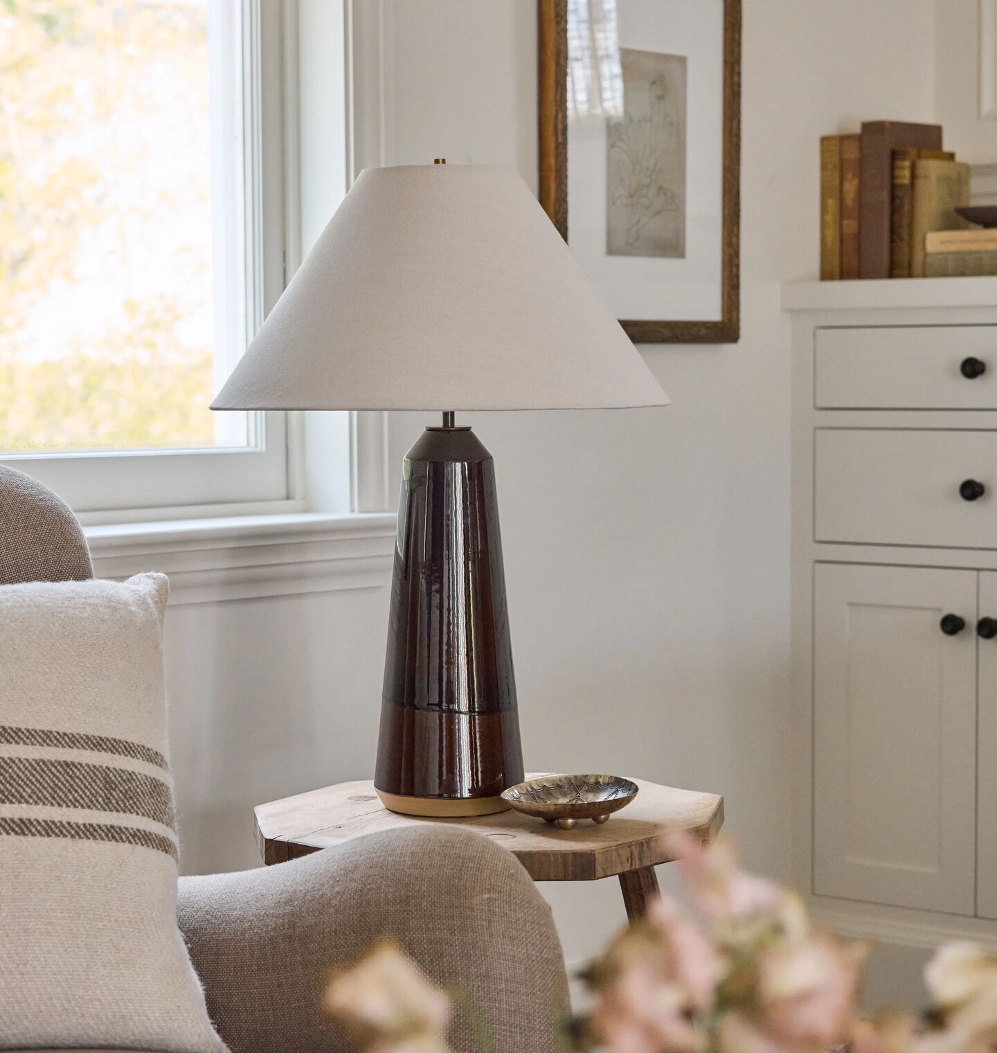 Amber Interiors - Column Table Lamp in Dark Amber