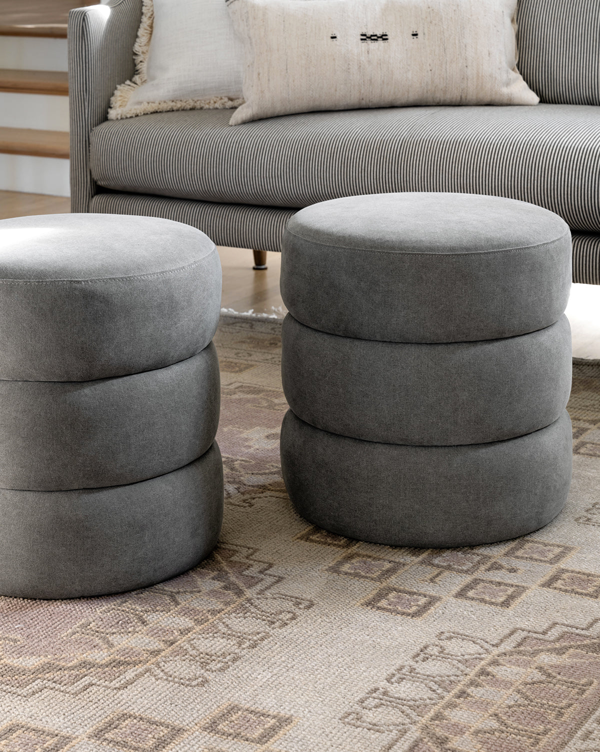 McGee & Co - Channel Ottoman in Gray Linen