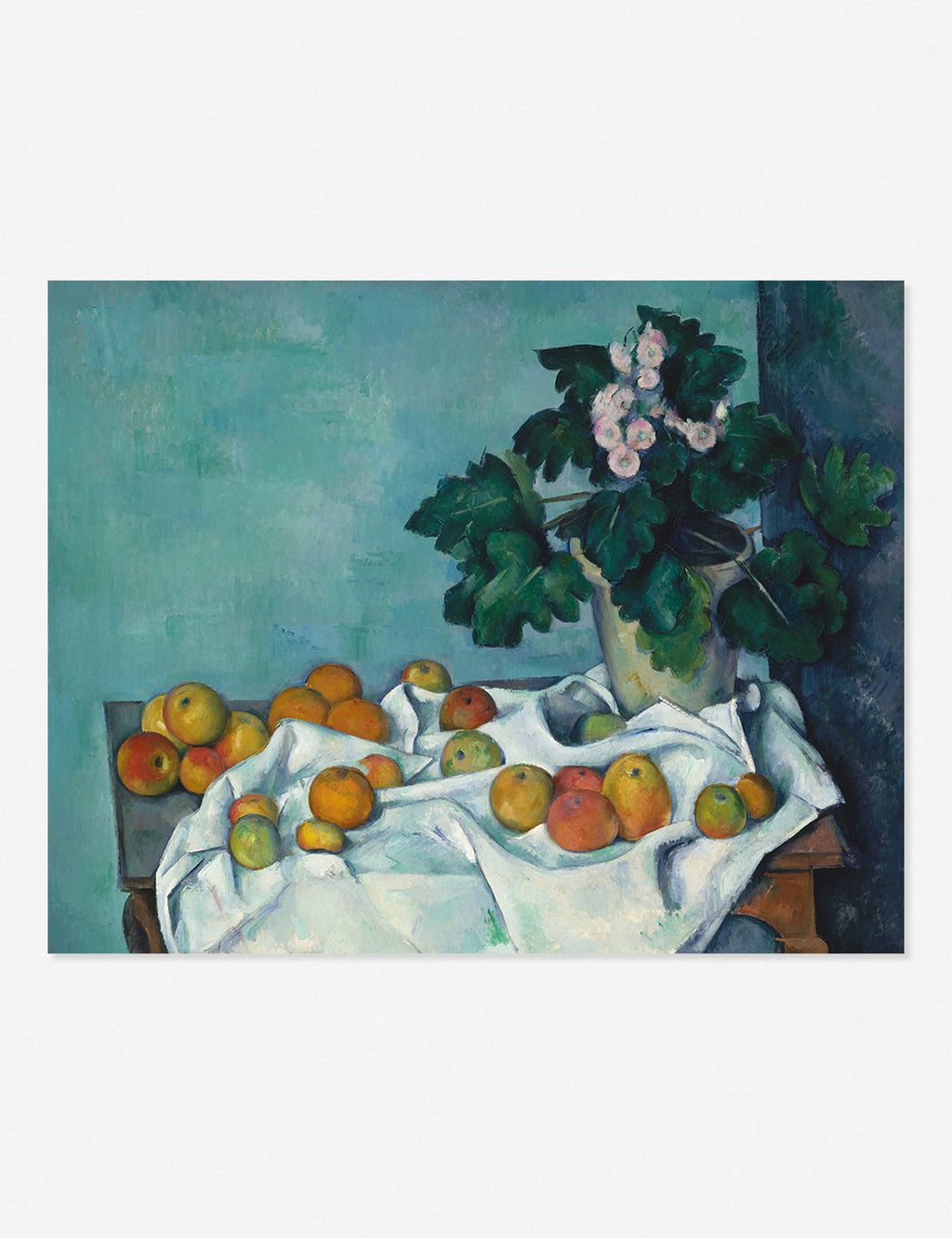 Lulu and Georgia - Still Life with Apples and a Pot of Primroses Print by Paul Cézanne