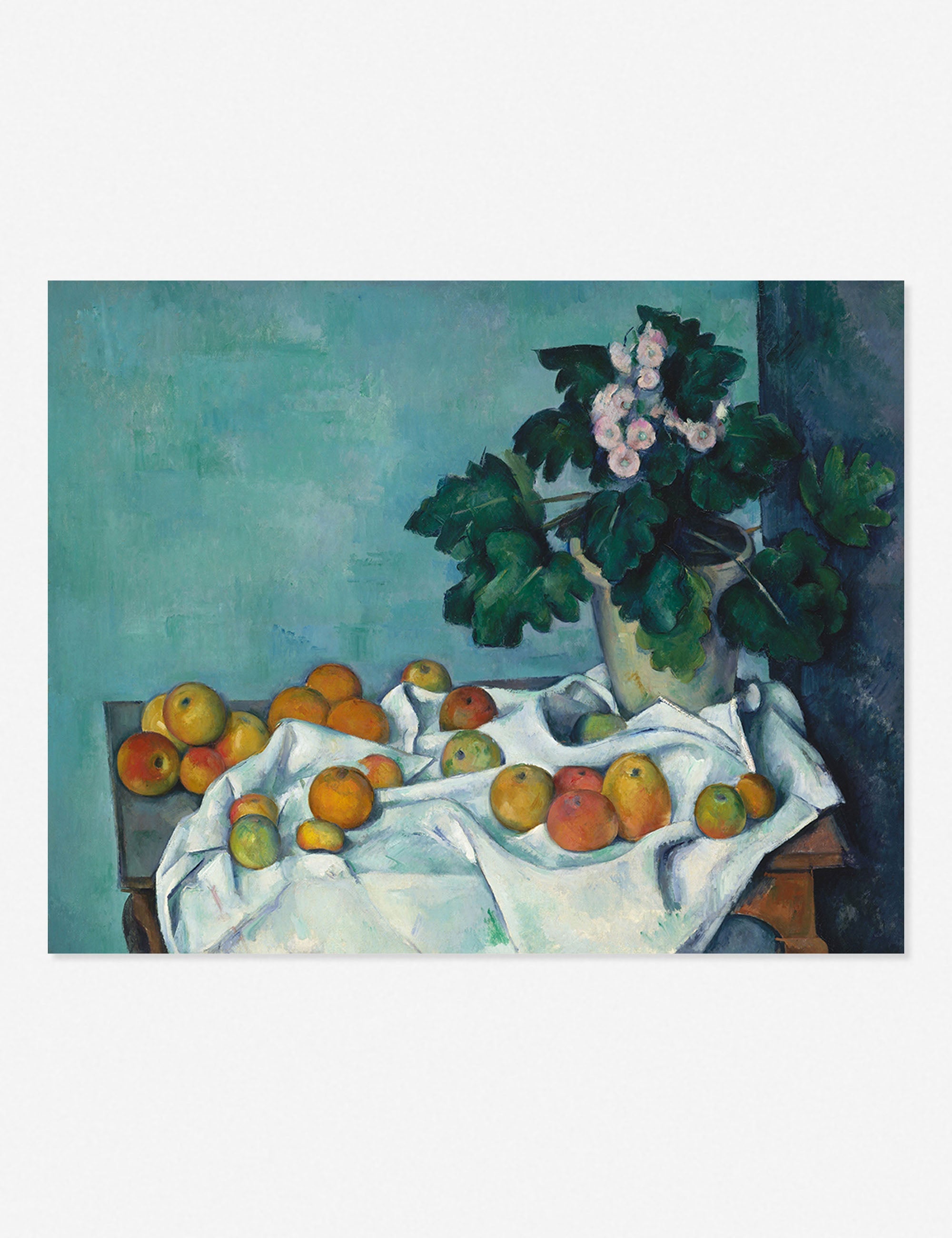 Lulu and Georgia - Still Life with Apples and a Pot of Primroses Print by Paul Cézanne