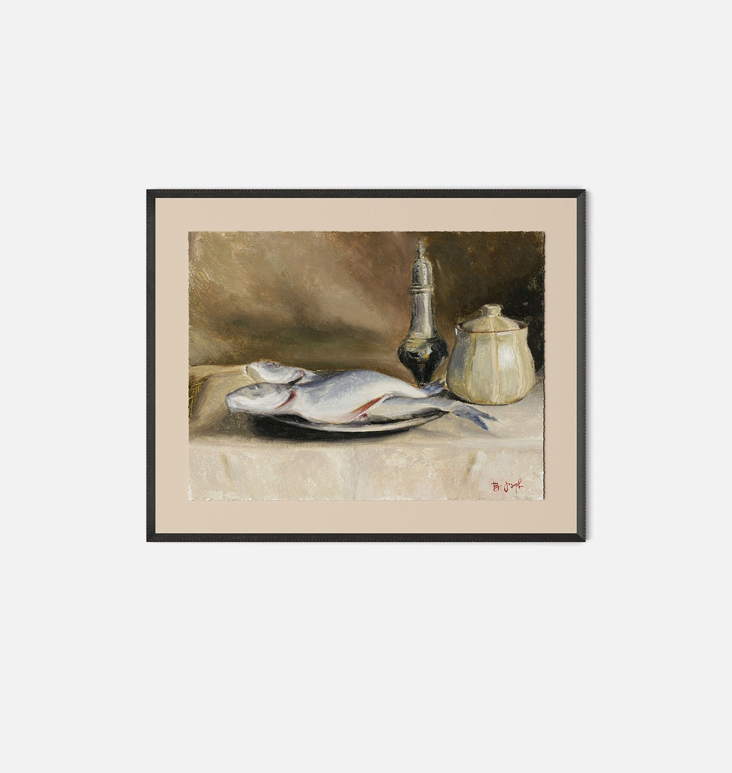 Amber Interiors - Study of Branzini and Salt Framed Print