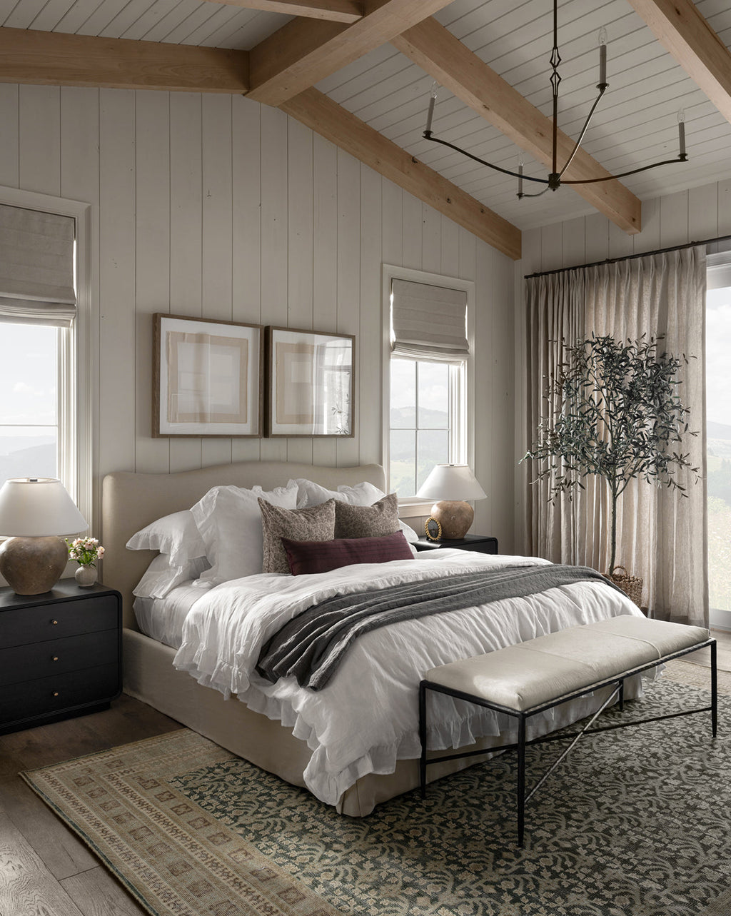McGee & Co - Ruffle White Linen Duvet Cover