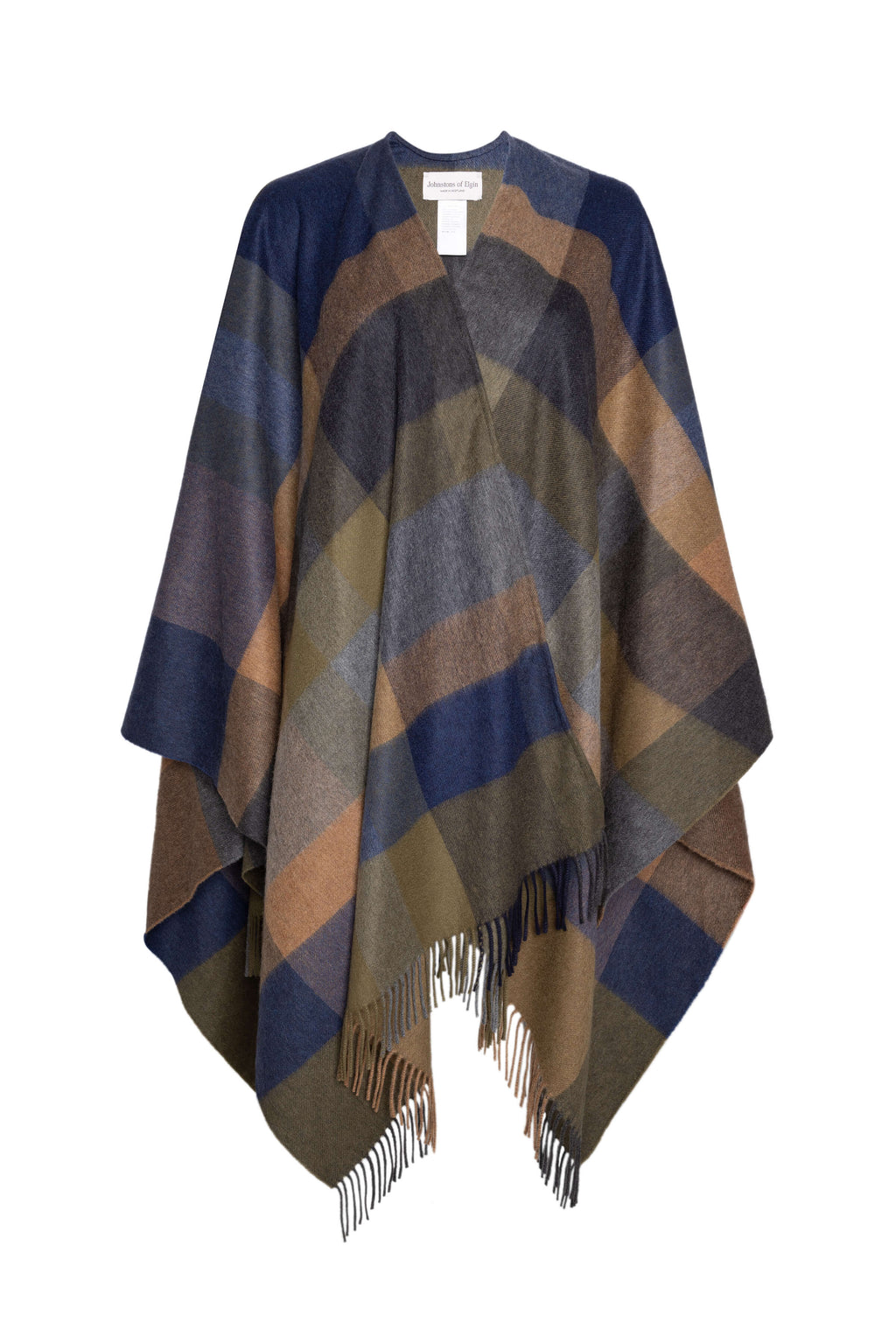 Johnstons of Elgin - Olive Green Check Cashmere Cape