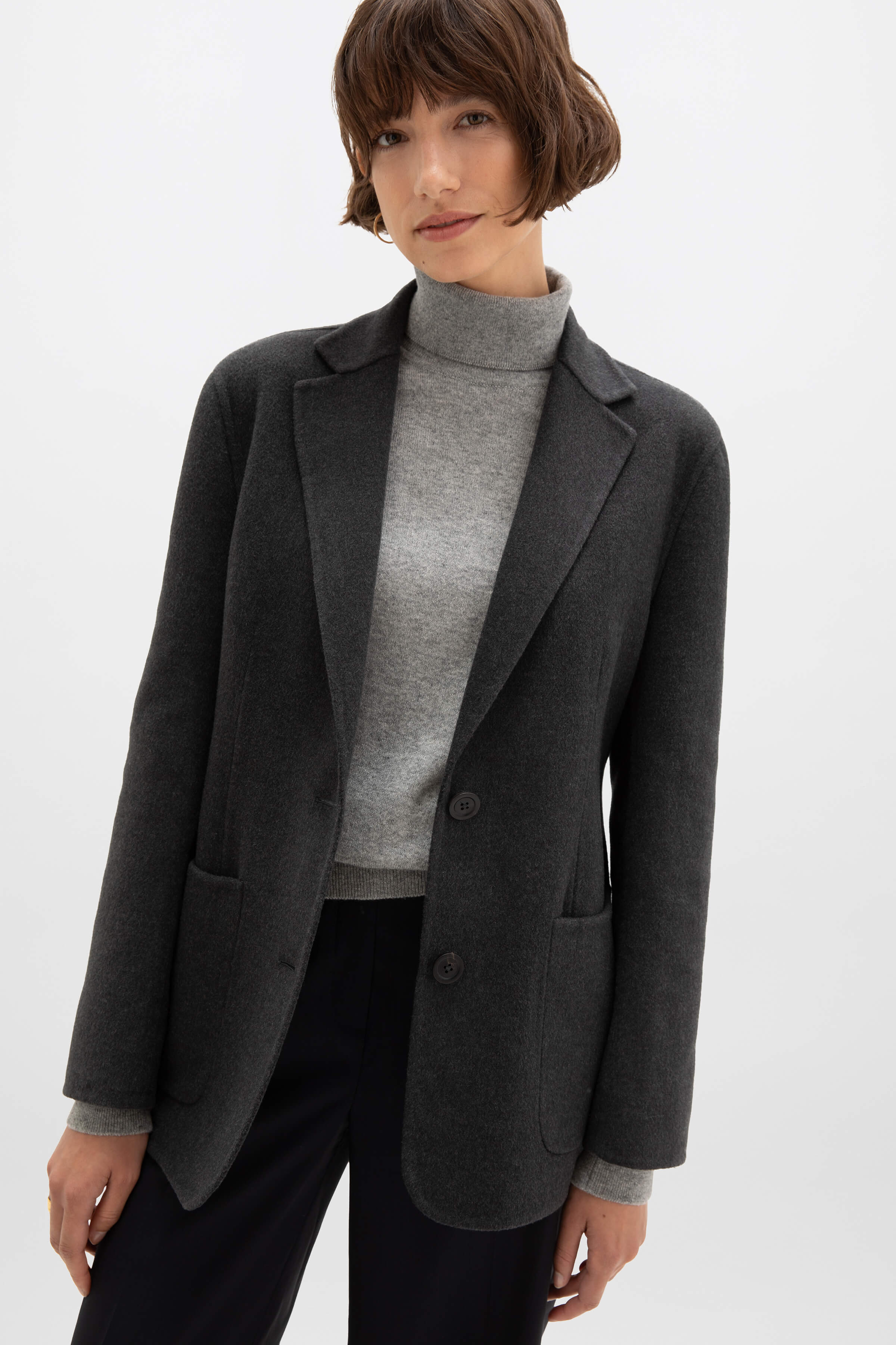 Johnstons of Elgin - Women's Dark Grey Cashmere Blazer