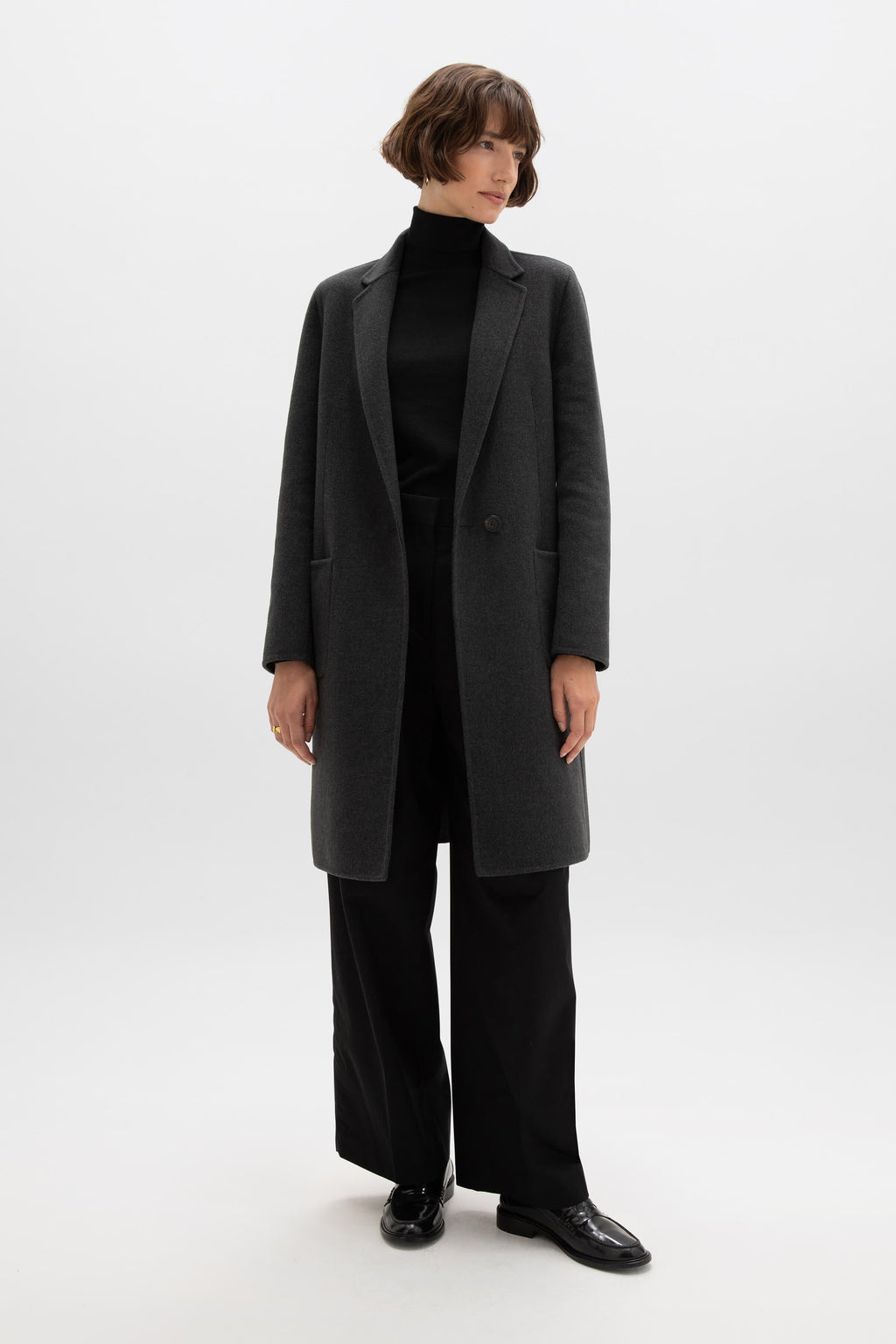 Johnstons of Elgin - Classic Dark Grey Cashmere Coat