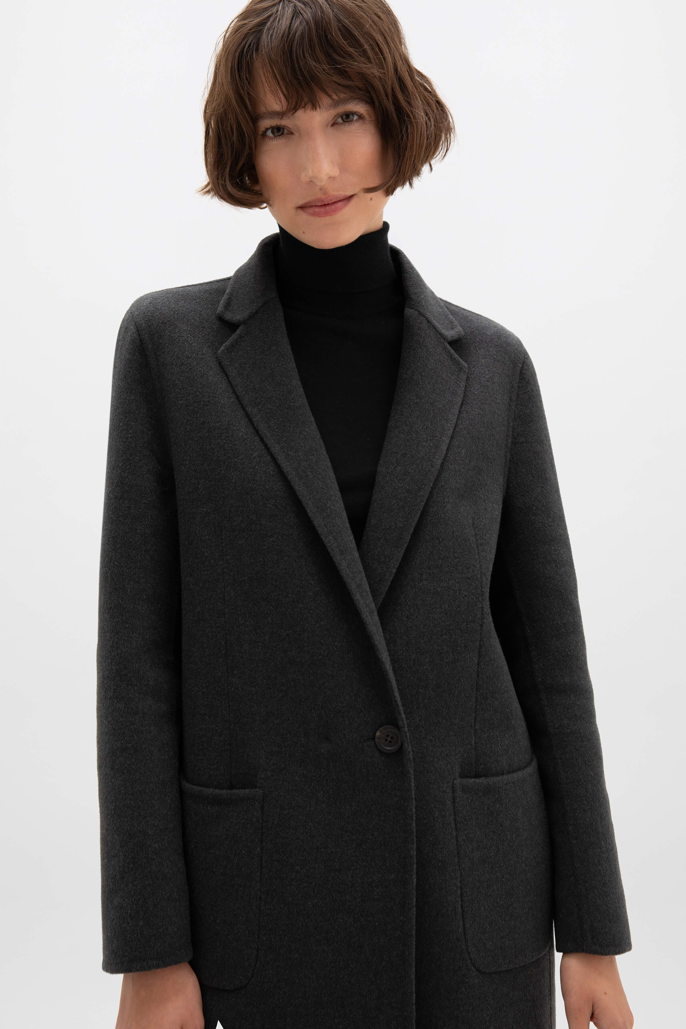 Johnstons of Elgin - Classic Dark Grey Cashmere Coat