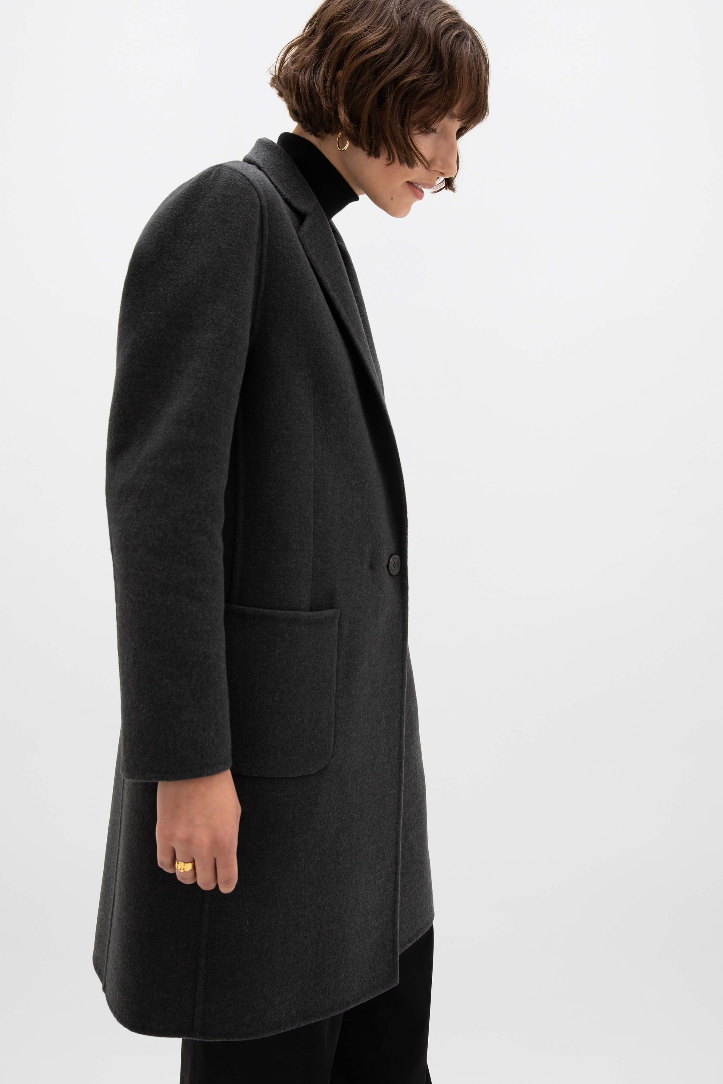 Johnstons of Elgin - Classic Dark Grey Cashmere Coat