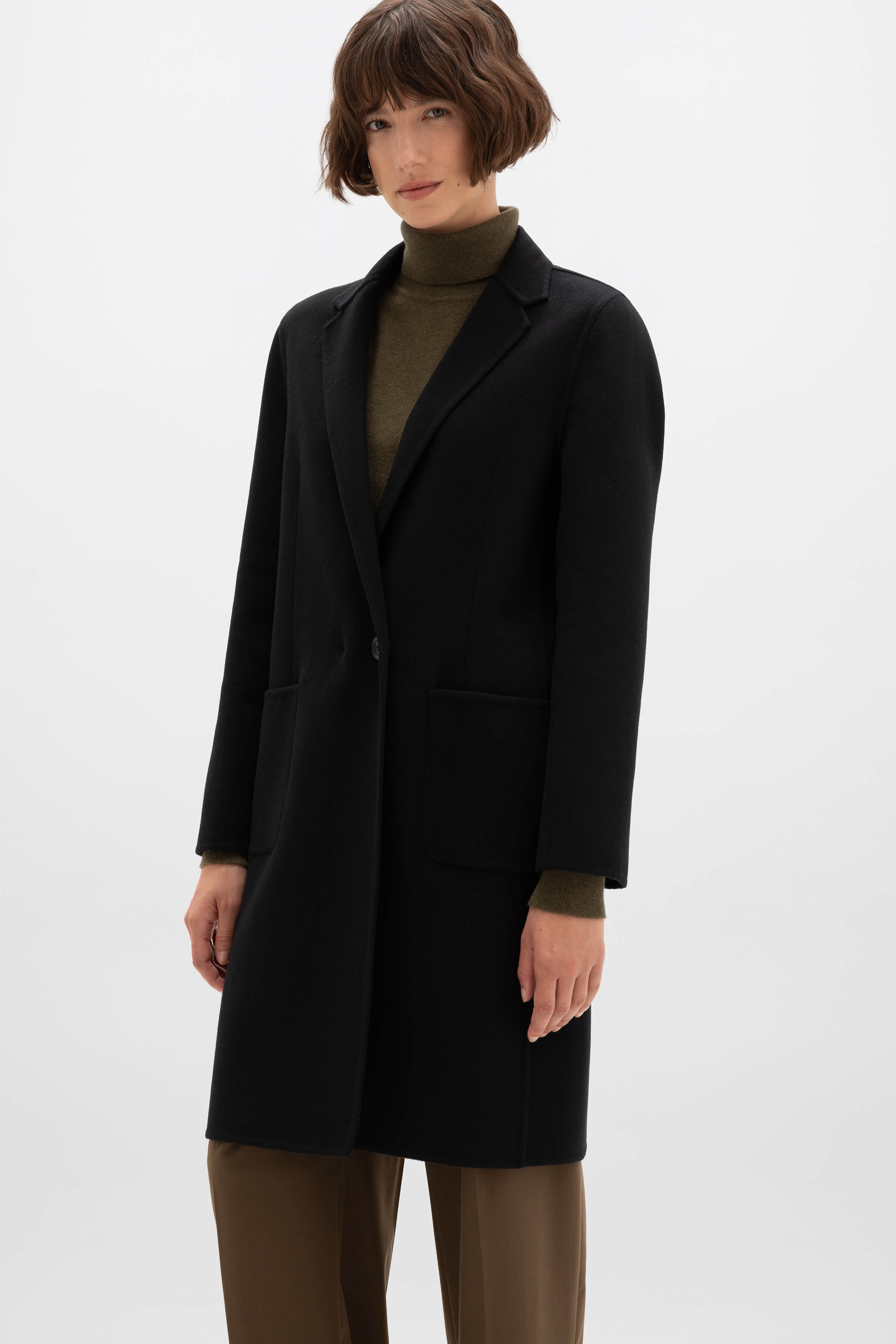 Johnstons of Elgin - Classic Black Cashmere Coat