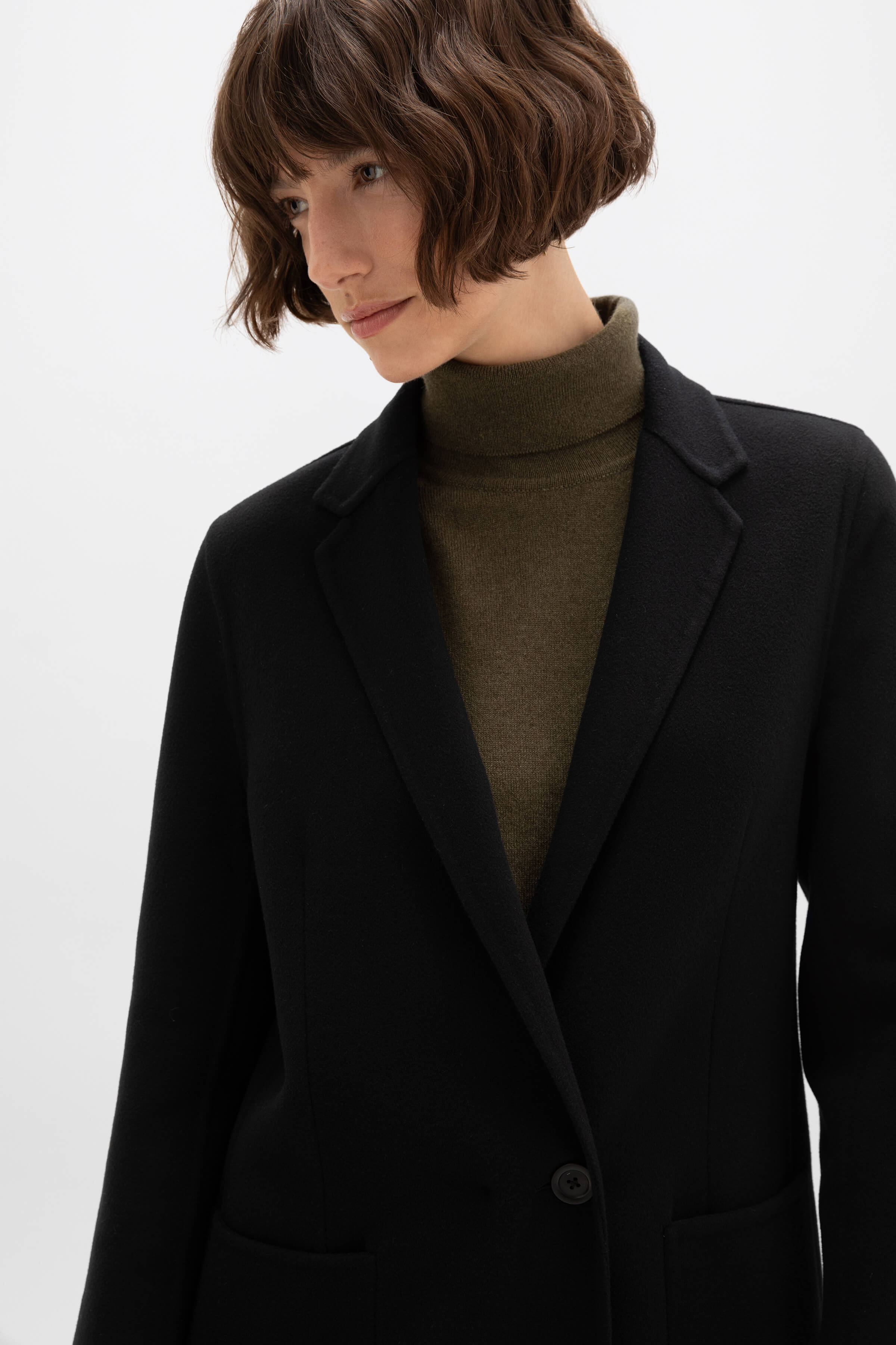 Johnstons of Elgin - Classic Black Cashmere Coat