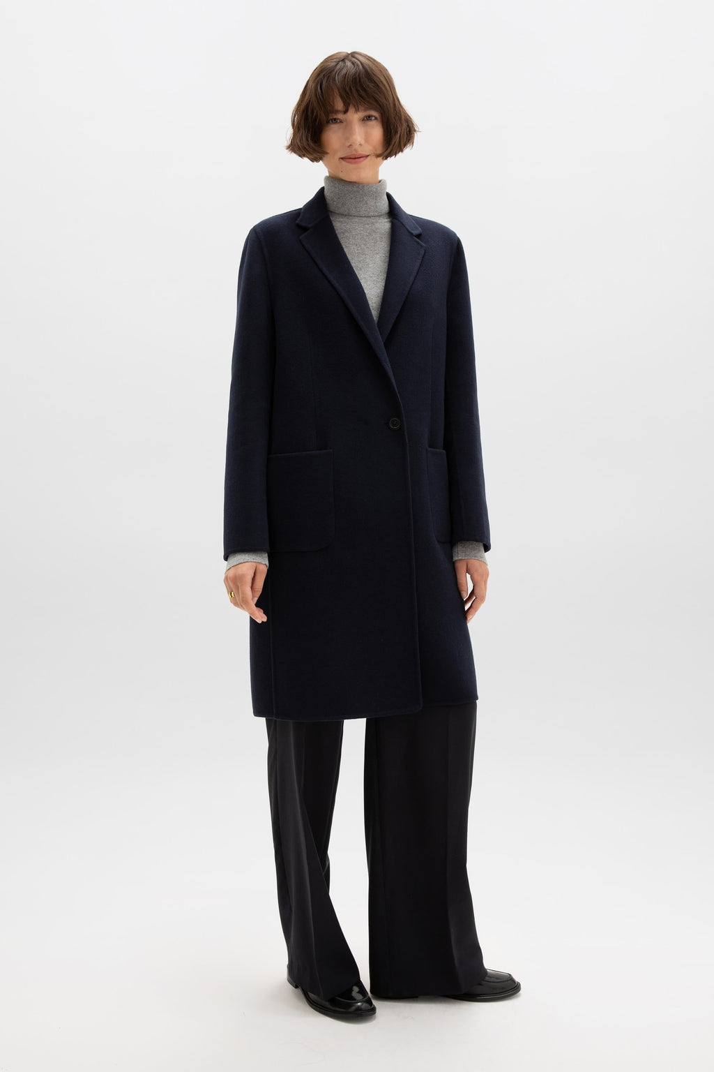 Johnstons of Elgin - Classic Navy Cashmere Coat