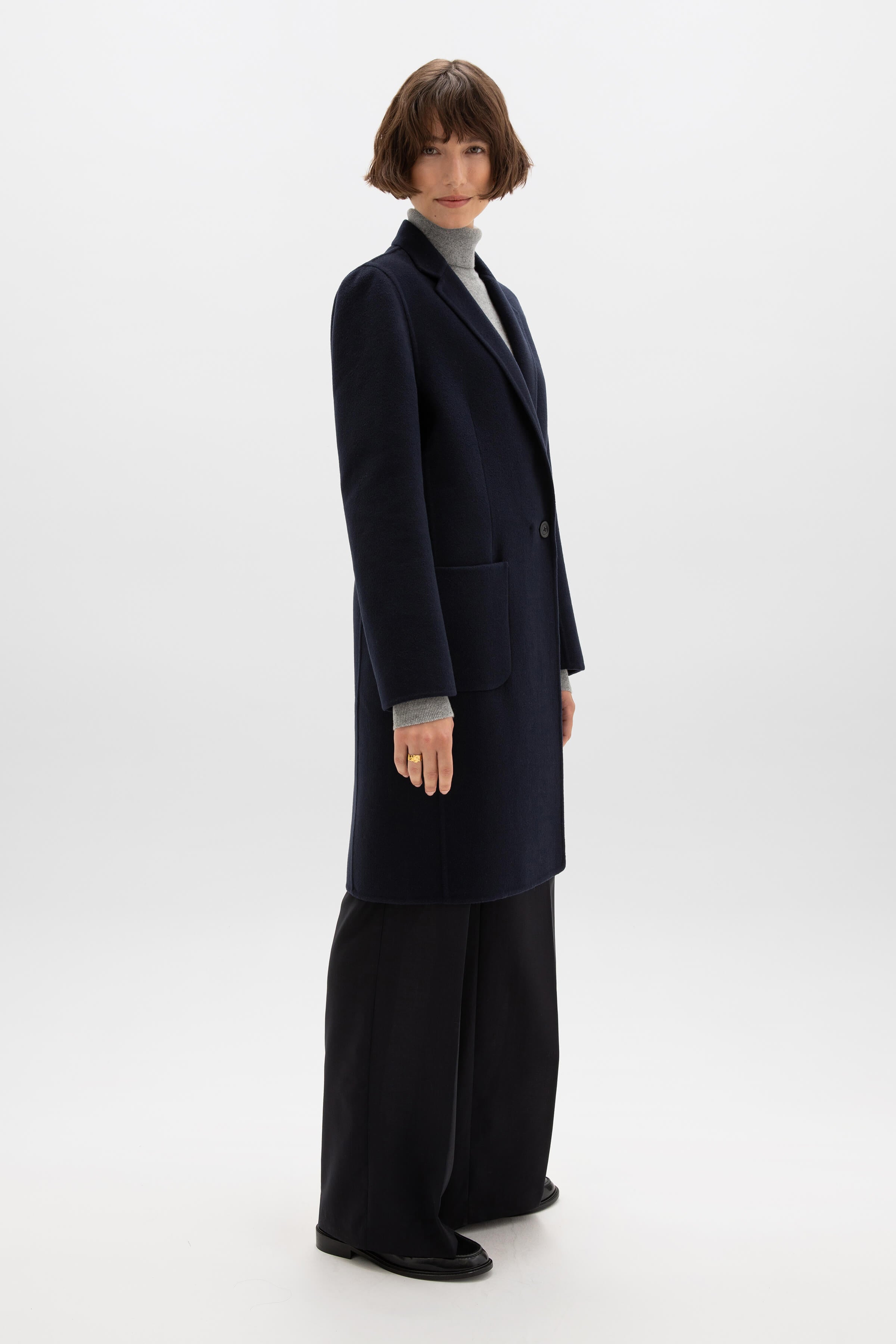 Johnstons of Elgin - Classic Navy Cashmere Coat