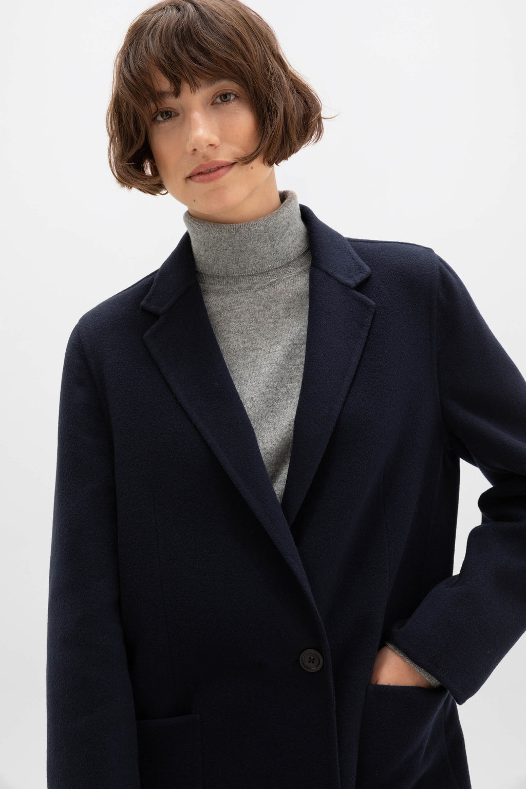 Johnstons of Elgin - Classic Navy Cashmere Coat
