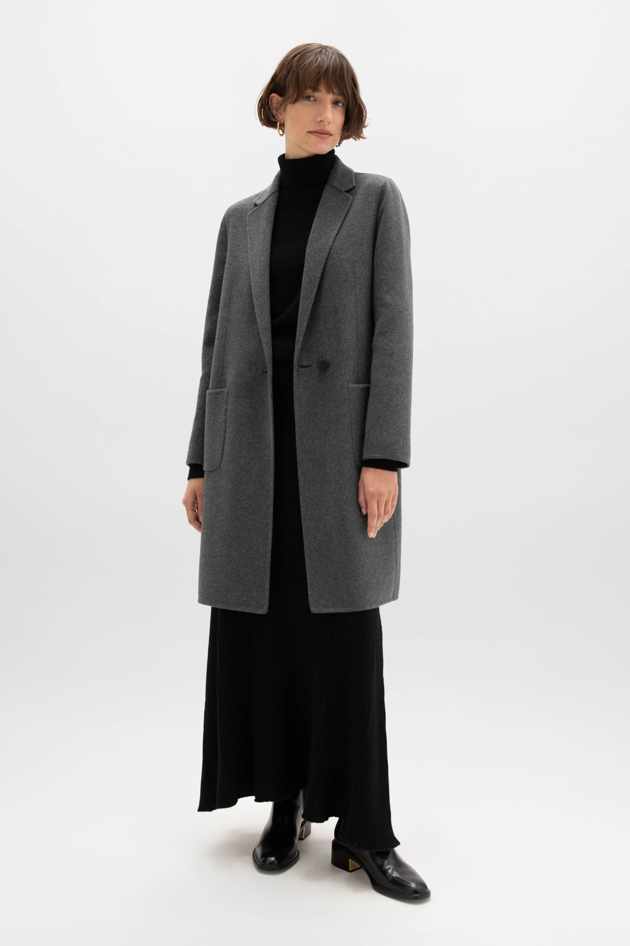 Johnstons of Elgin - Classic Mid Grey Cashmere Coat